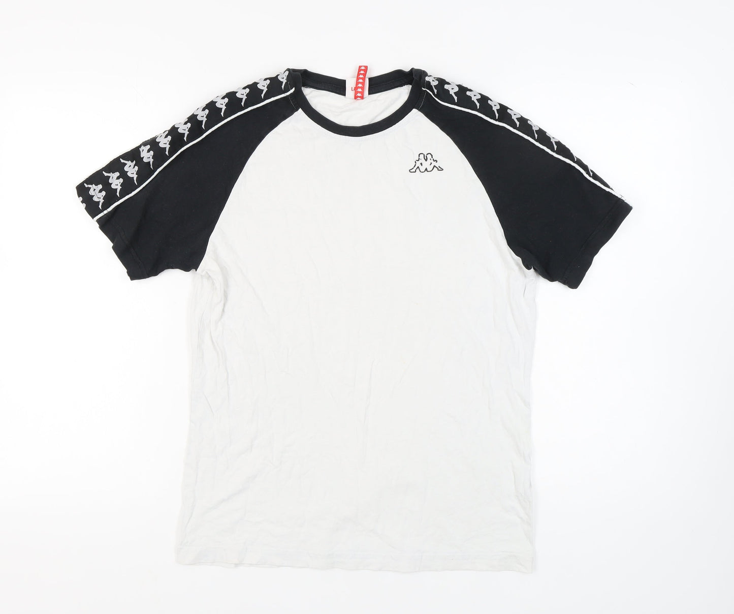 Kappa Men's White & Black Colourblock Logo T-Shirt, L