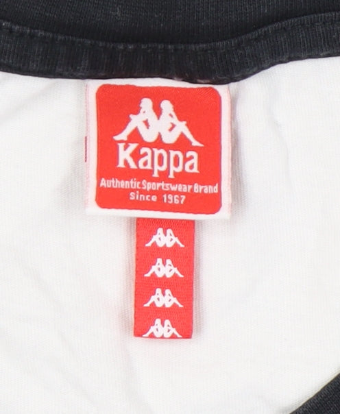 Kappa Men's White & Black Colourblock Logo T-Shirt, L