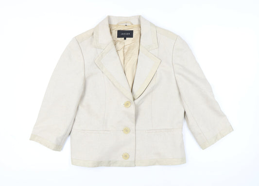 Jaeger Women's Beige Silk Wool Suit Jacket Size 16
