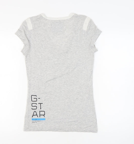 G-Star Women's Grey V-Neck T-Shirt Size M