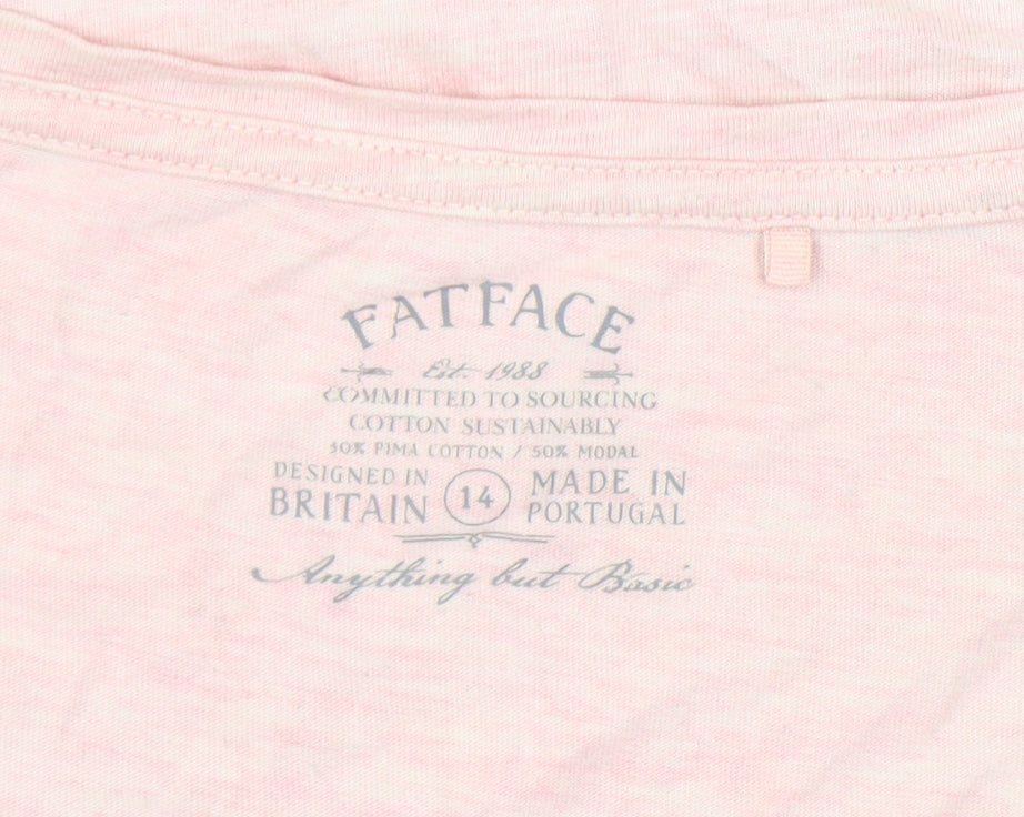 Fat Face Women's Pink V-Neck Top Size 14
