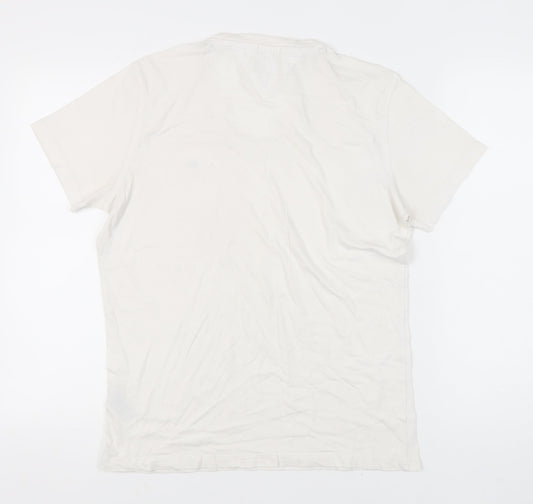 Hilfiger Denim Men's White V-Neck L T-Shirt