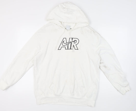 Mens UK XS Regular Nike White Pullover Hoodie