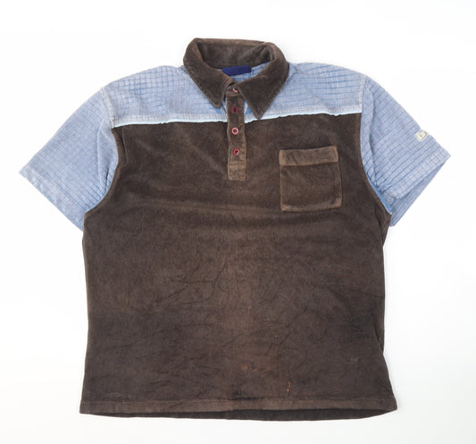 Additional front view of Lee Cooper Men's Brown Blue Polo Shirt, size L