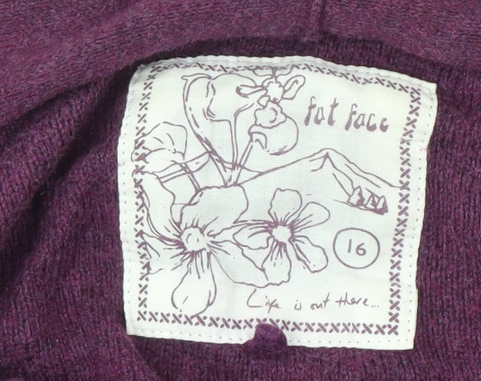 Fat Face Women's Purple Open Front Cardigan Size 16