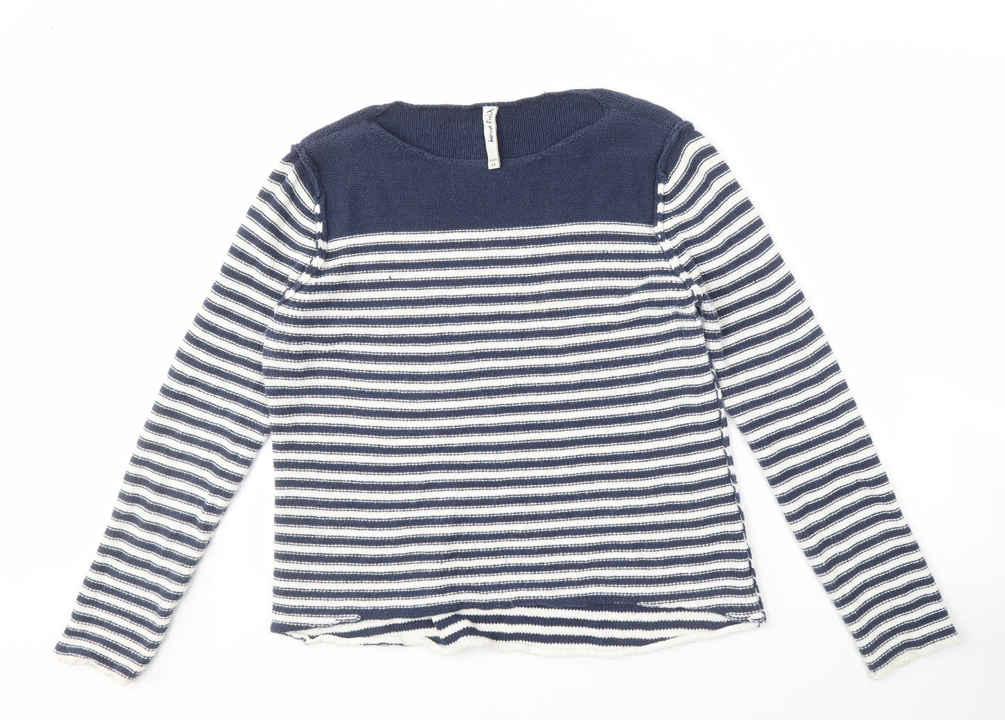 Weird Fish Women's Blue Striped Pullover Jumper, Size 12