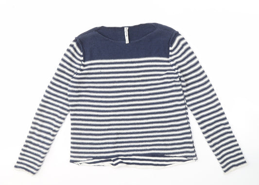 Weird Fish Women's Blue Striped Pullover Jumper, Size 12