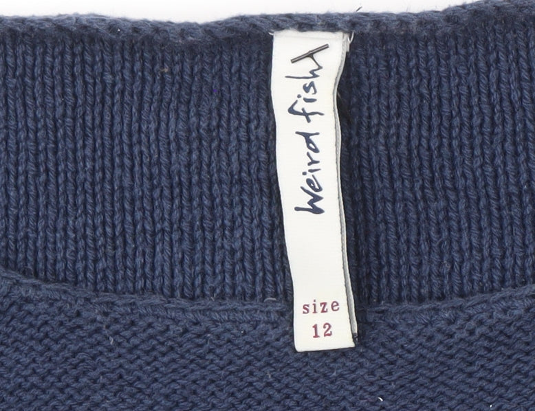Weird Fish Women's Blue Striped Pullover Jumper, Size 12