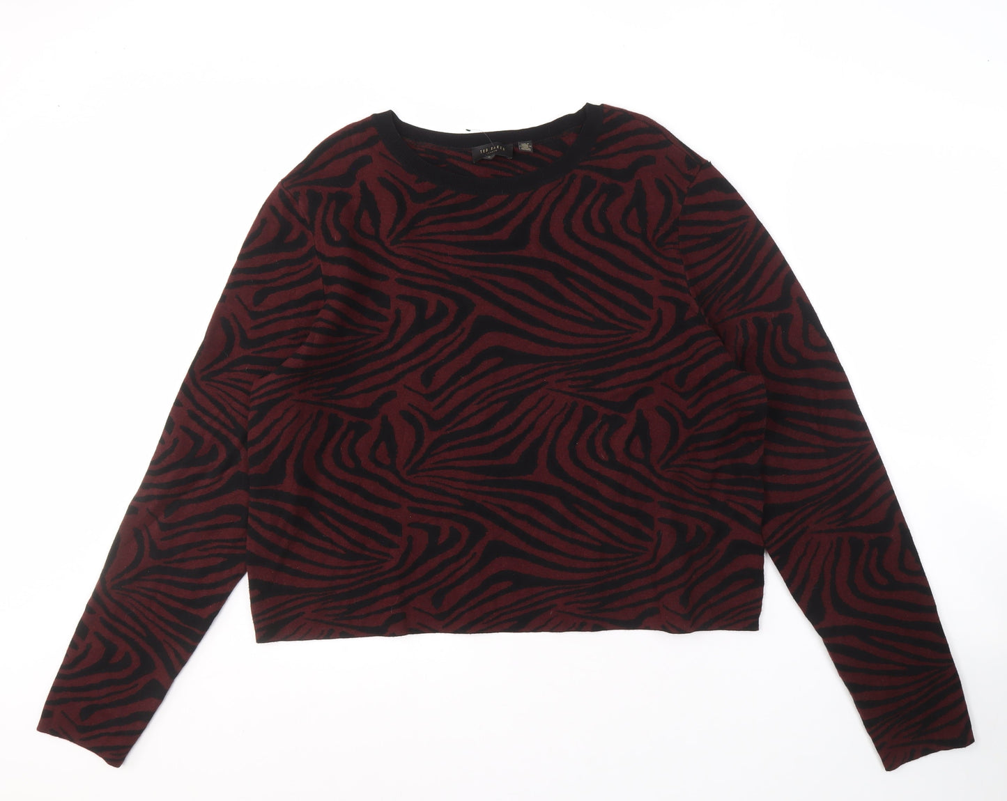 Ted Baker Women's Red Zebra Print Jumper L
