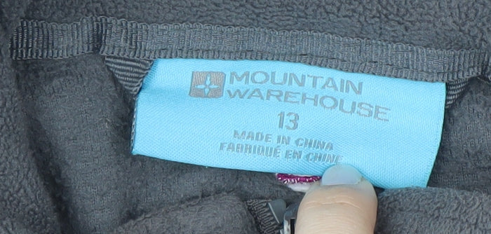 Brand and care label for Mountain Warehouse girls’ grey 3-in-1 fleece jacket 13
