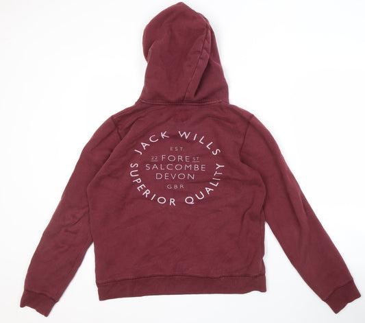 Jack Wills Women's Red Pullover Hoodie Size 12