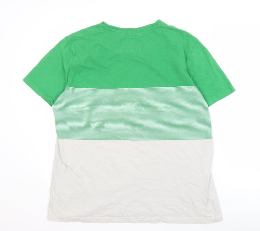 Crew Clothing Co. Men's 2XL Green Striped T-Shirt