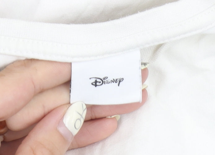 Disney Women White T-Shirt with Fringe - Size 26