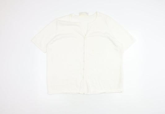 Womens UK Size 20 Ann Harvey White Acrylic Blend Button-Up