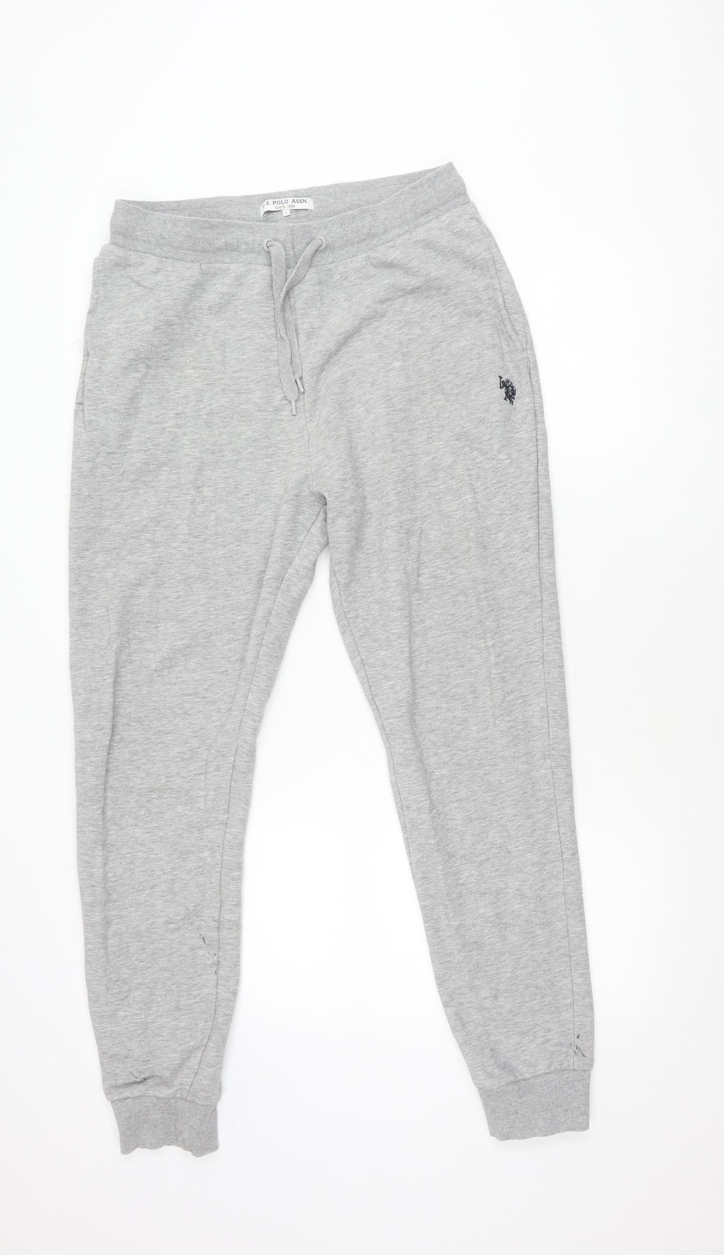 U.S. Polo Assn. Men's Grey Jogger Trousers, Size L, Elastic Waist