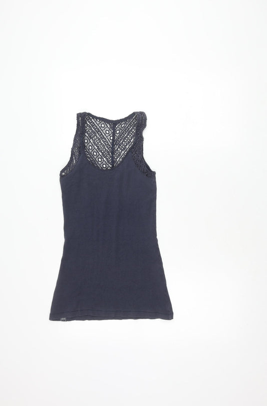 FatFace Women's Blue Lace Tank Top - Size 8