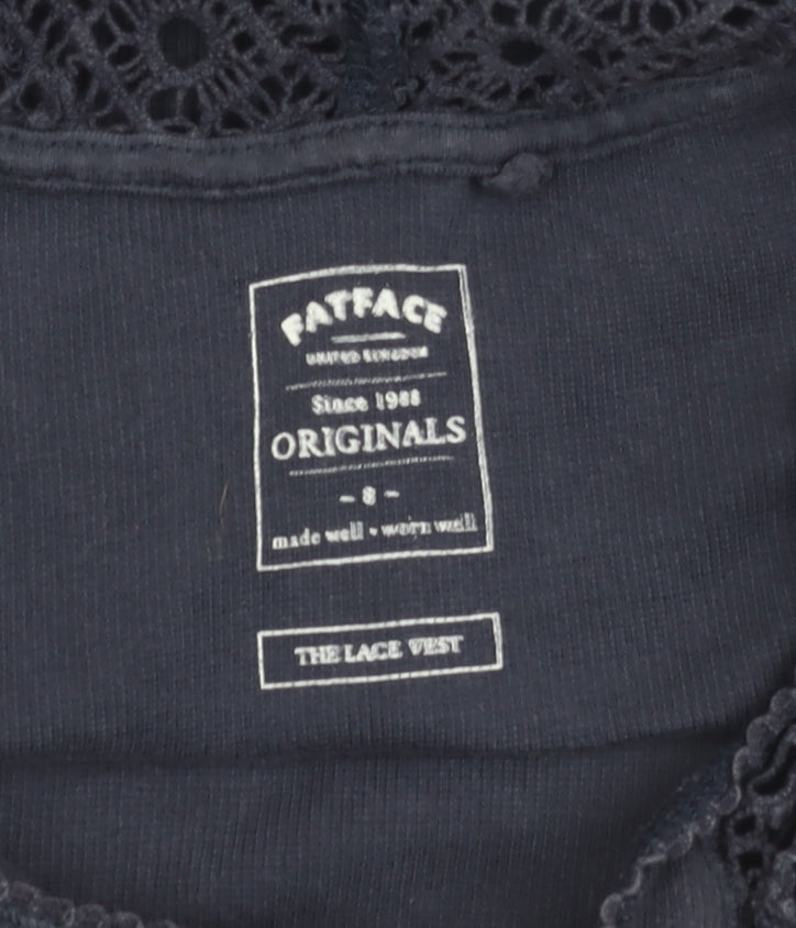 FatFace Women's Blue Lace Tank Top - Size 8