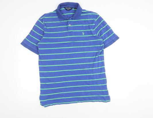 Ralph Lauren Men's Blue Stripe Medium Polo Shirt