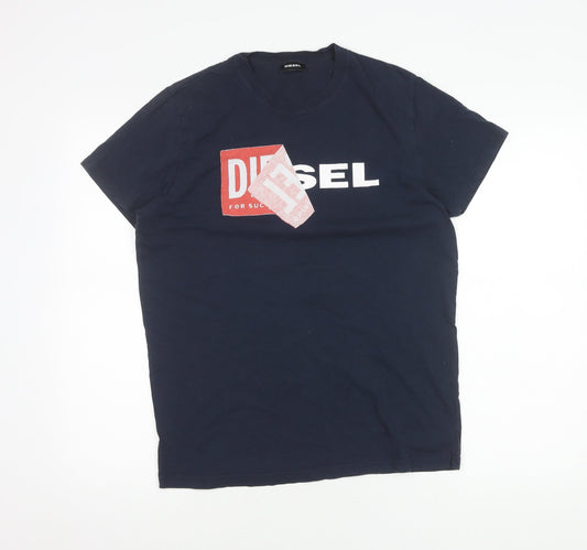 Diesel Men's Blue Logo T-Shirt L
