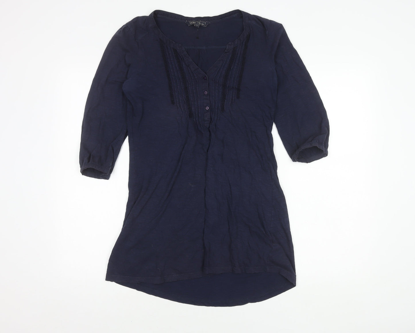 Fat Face Women's Blue Blouse Size 10, 3/4 Sleeve, V-Neck