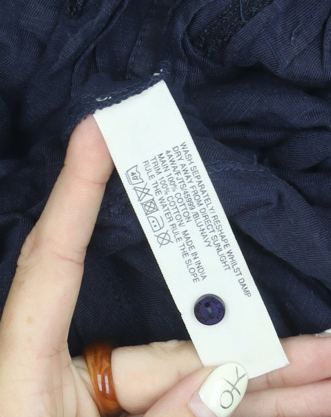 Fat Face Women's Blue Blouse Size 10, 3/4 Sleeve, V-Neck