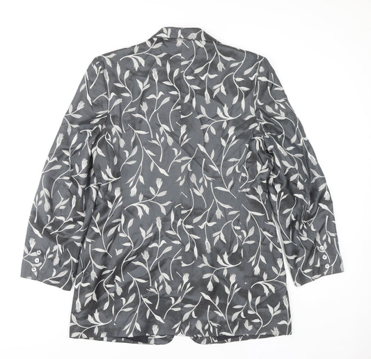 AFFINITY Women's Grey Floral Blazer - Size 14