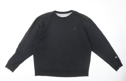 Champion Men's Black Pullover Sweatshirt, Size L, Regular Fit