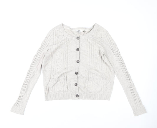 Fatface Women's Ivory Cable-Knit Cardigan Size 10