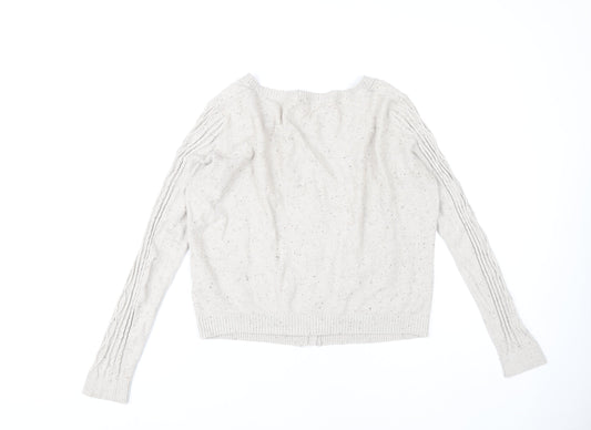 Fatface Women's Ivory Cable-Knit Cardigan Size 10