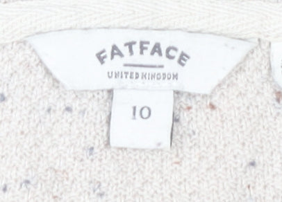 Fatface Women's Ivory Cable-Knit Cardigan Size 10