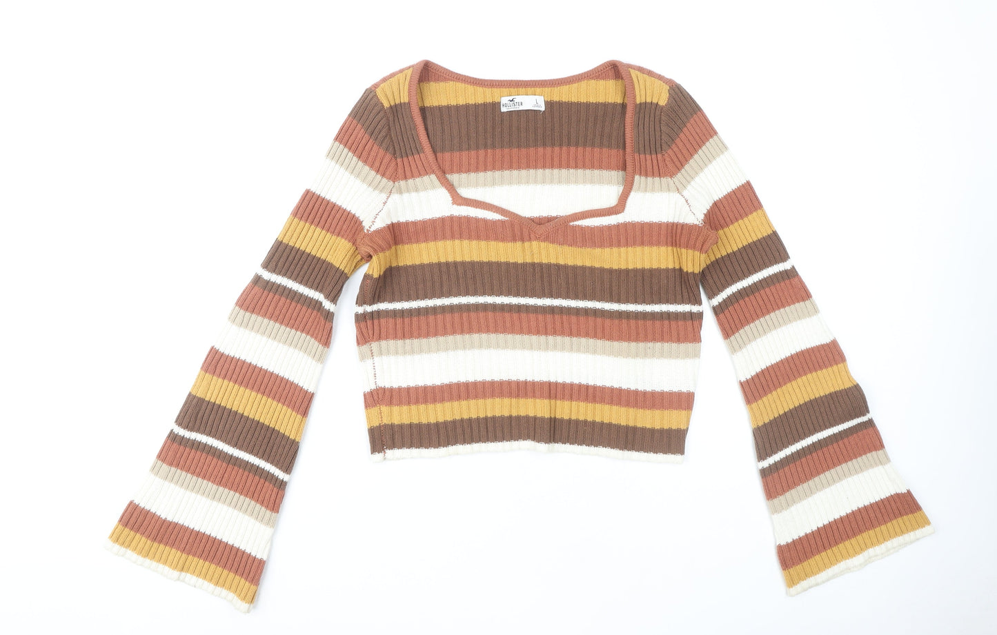 Hollister Women's Multicoloured Striped Pullover, L