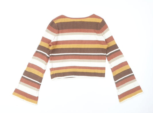 Hollister Women's Multicoloured Striped Pullover, L