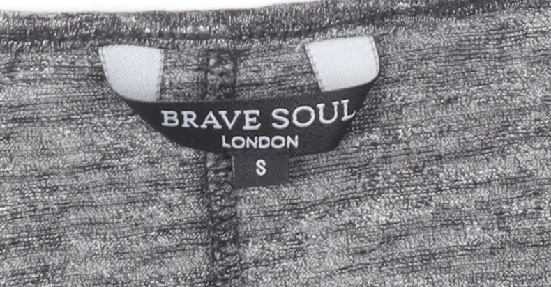 Brave Soul Women's Grey Embroidered T-Shirt, Size S