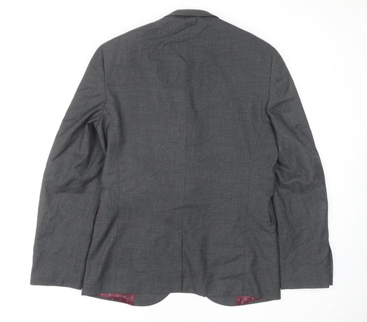 Next Men's Grey Blazer 40R Classic Single-Breasted