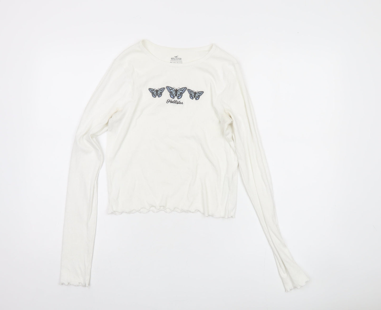 Hollister Women's White Long Sleeve T-Shirt M