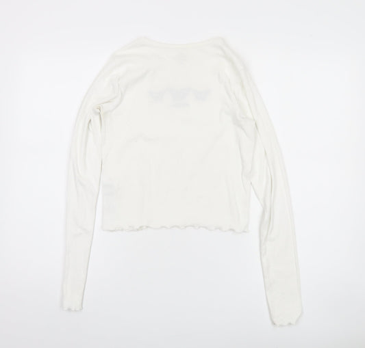 Hollister Women's White Long Sleeve T-Shirt M