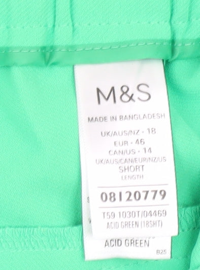 Marks and Spencer Women's Green Wide-Leg Trousers