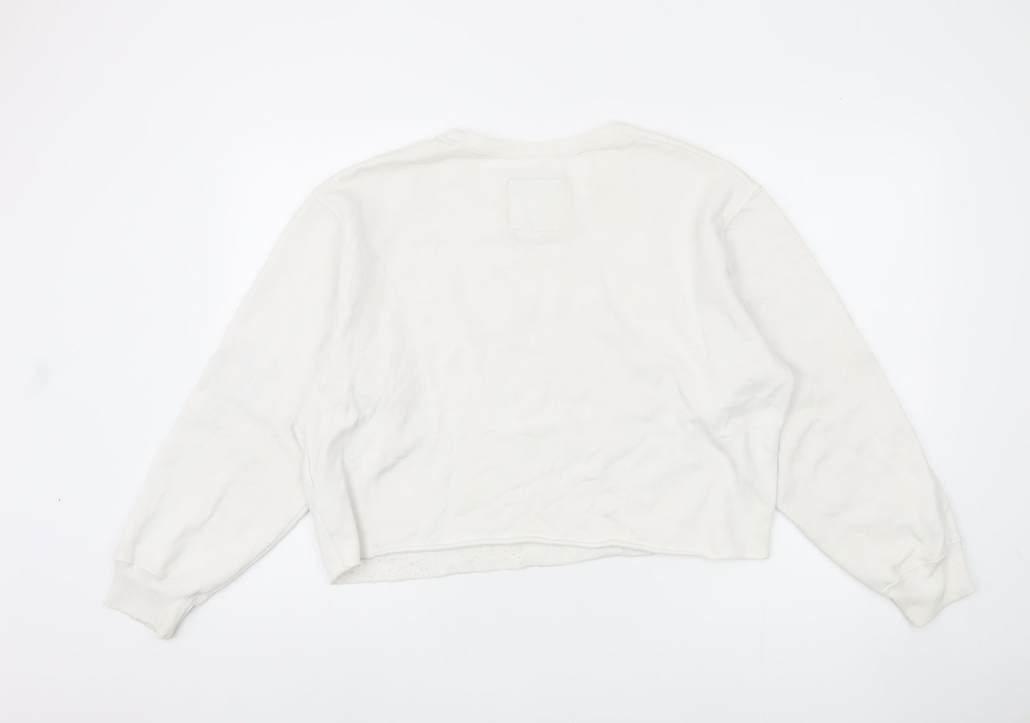 Hollister Women's White Pullover Sweatshirt L