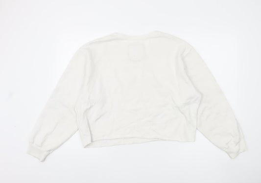 Hollister Women's White Pullover Sweatshirt L