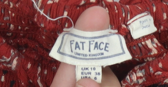 Fat Face Women's Red Floral A-Line Dress, Size 10