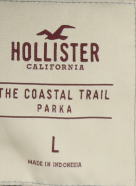 Hollister Men's Black Hooded Parka Coat Size L