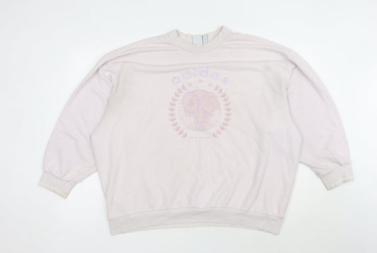 Womens UK 10 Regular adidas White Pullover Sweatshirt