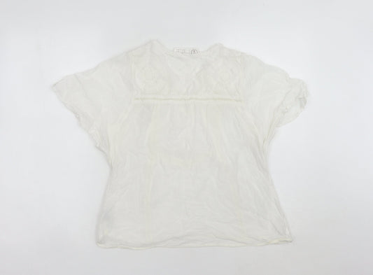 Fat Face Womens Ivory Blouse UK 6 Casual Short Sleeve