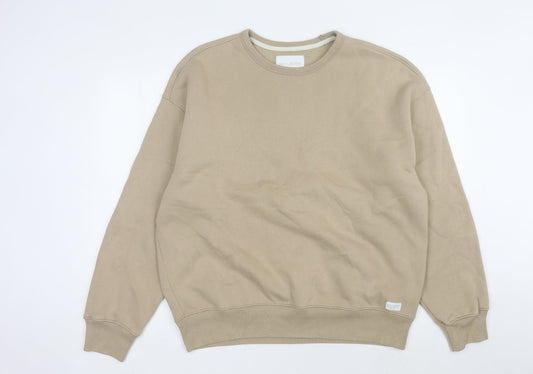 Hollister Men's Beige Oversized Pullover Sweatshirt L