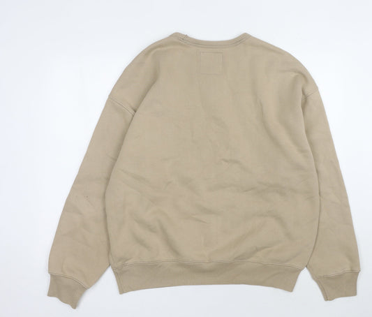 Hollister Men's Beige Oversized Pullover Sweatshirt L