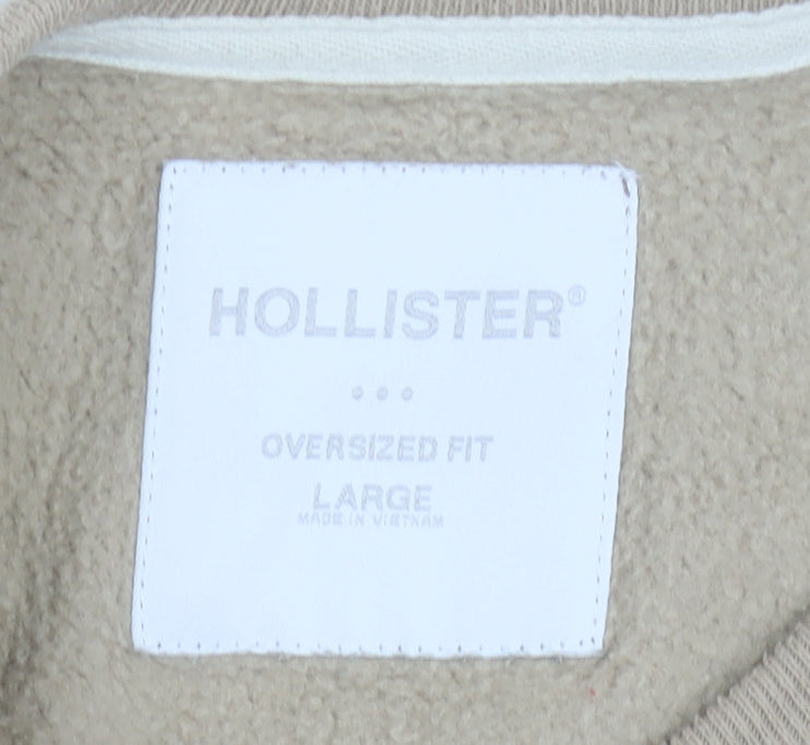 Hollister Men's Beige Oversized Pullover Sweatshirt L