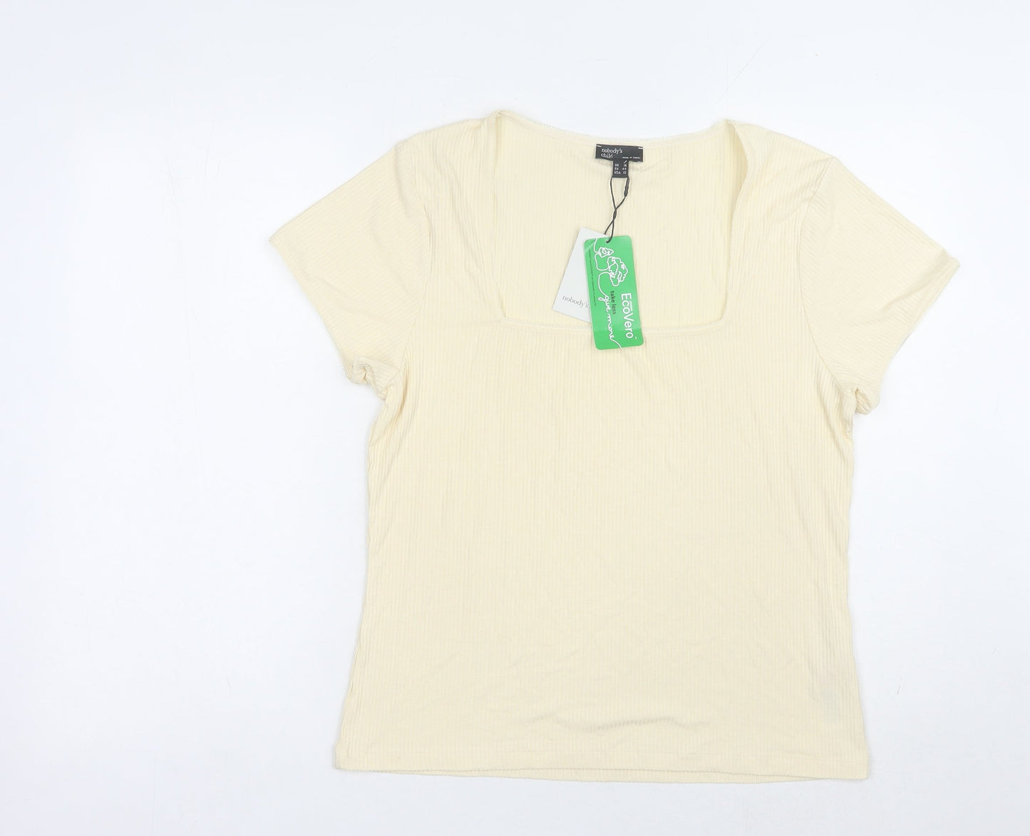Nobody's Child Beige Square Neck Women's T-Shirt