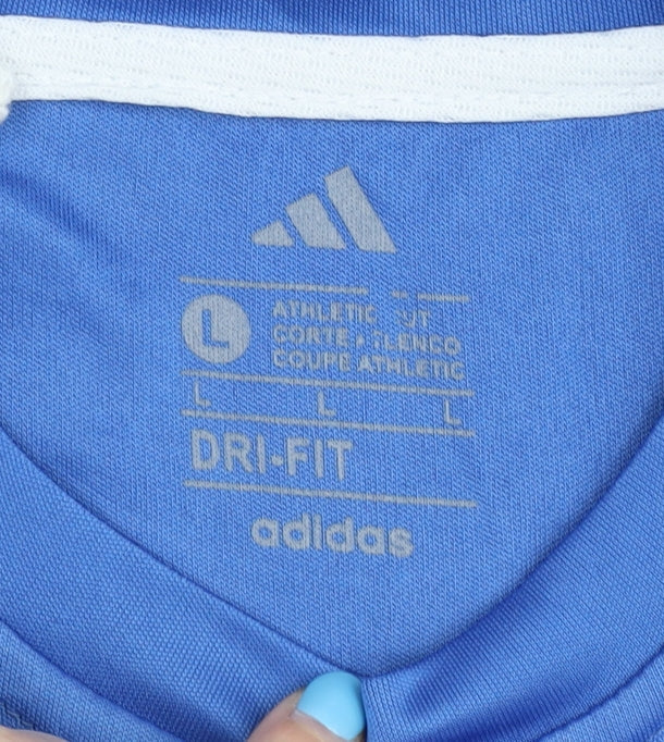 Adidas Men's Blue Athletic Fit T-Shirt, Size L