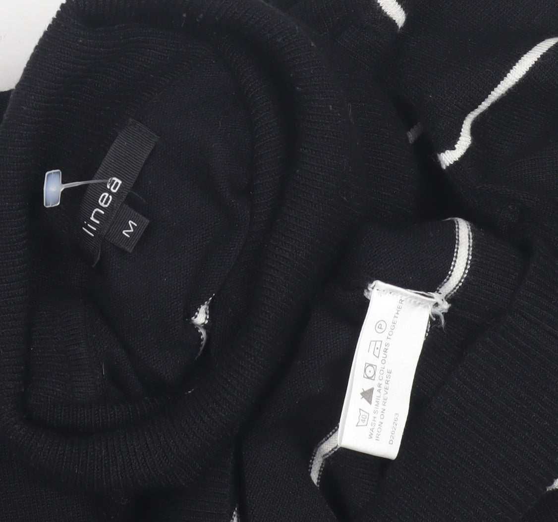 Close-up detail of Linea Women's Black Roll Neck jumper M
