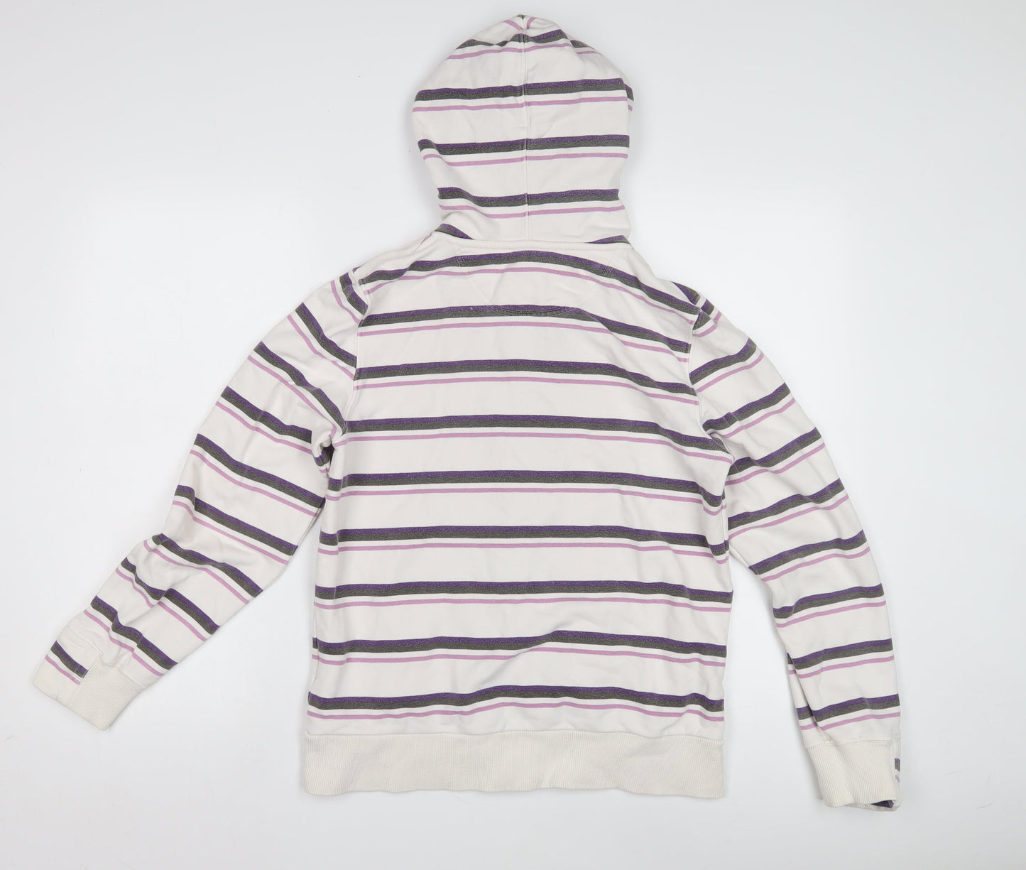 Fat Face Women's White/Purple Striped Hoodie, Size 12